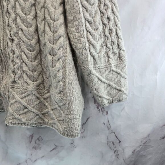 Aran Crafts Wool Sweater Womens Large Cardigan Hooded Oversized Fisherman Vtg - Picture 4 of 13